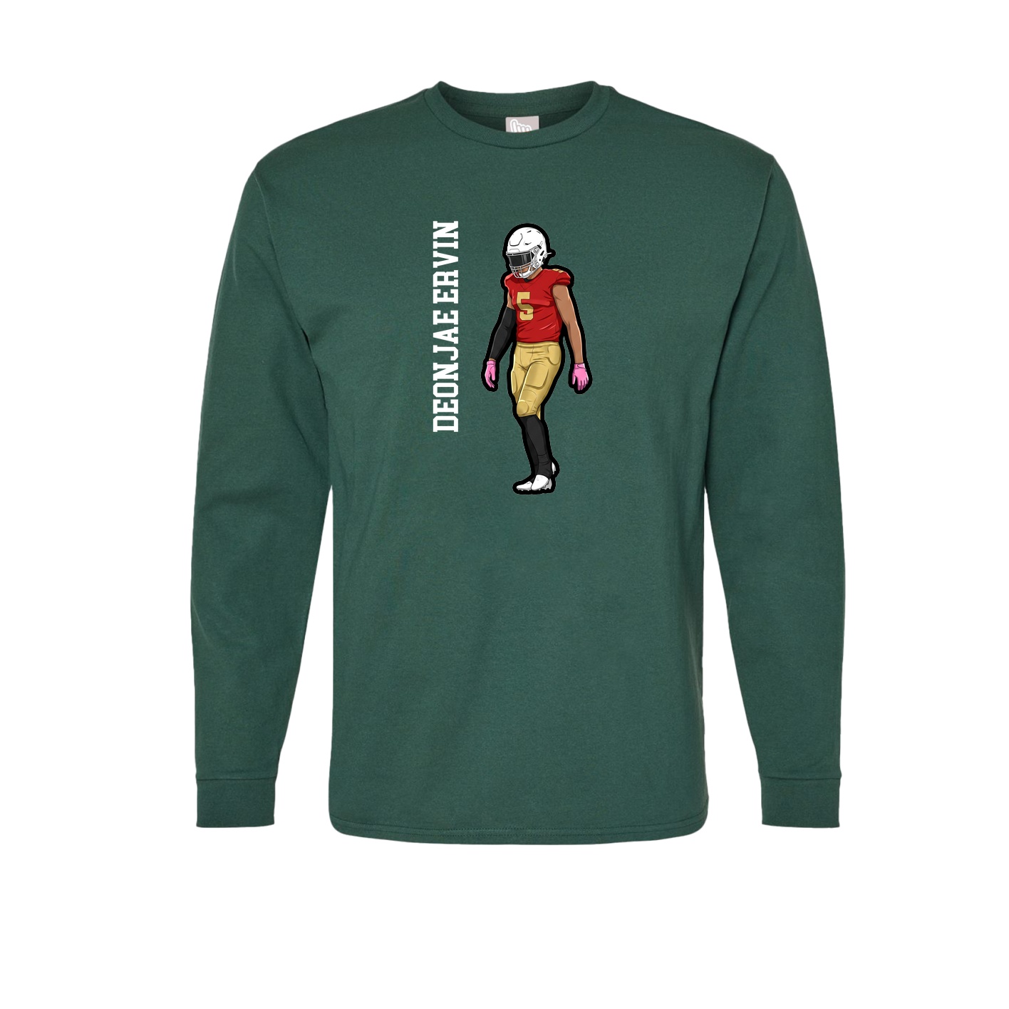 Long Sleeve Tee — Name Vertical in Green