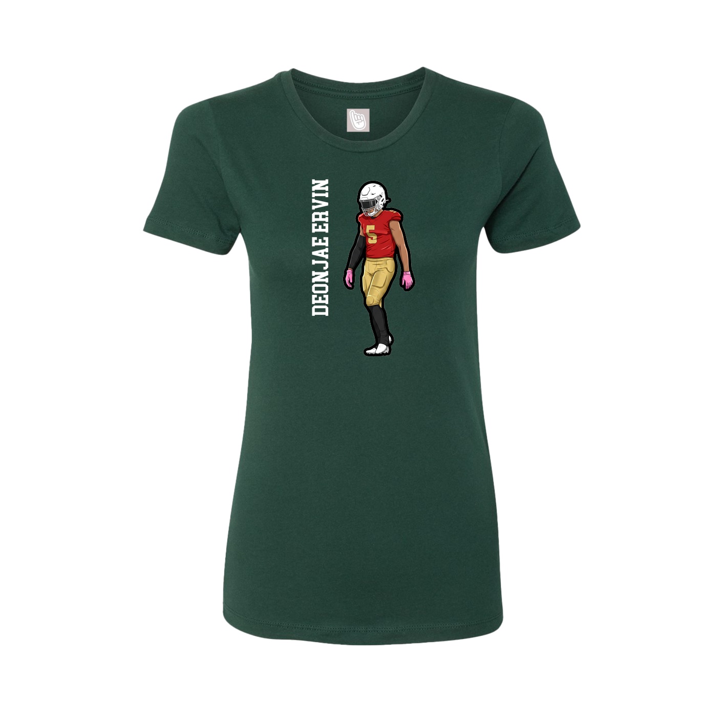 Womens Tee — Name Vertical in Green