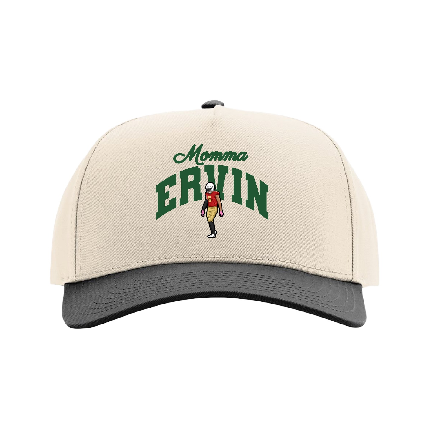 Full Fabric Five-Panel Champ Cap — Mothers Day Arch in Cream/Black
