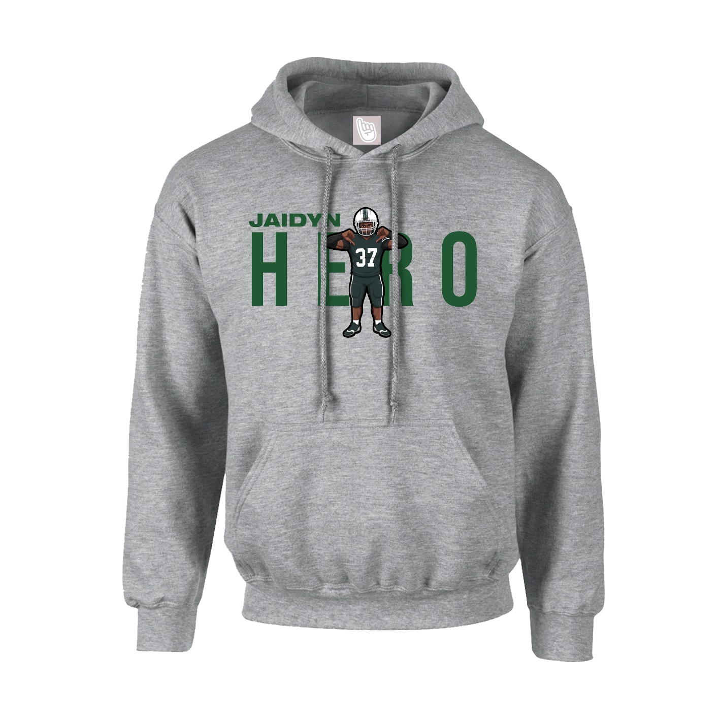 Youth Hoodie — Player Name in Grey