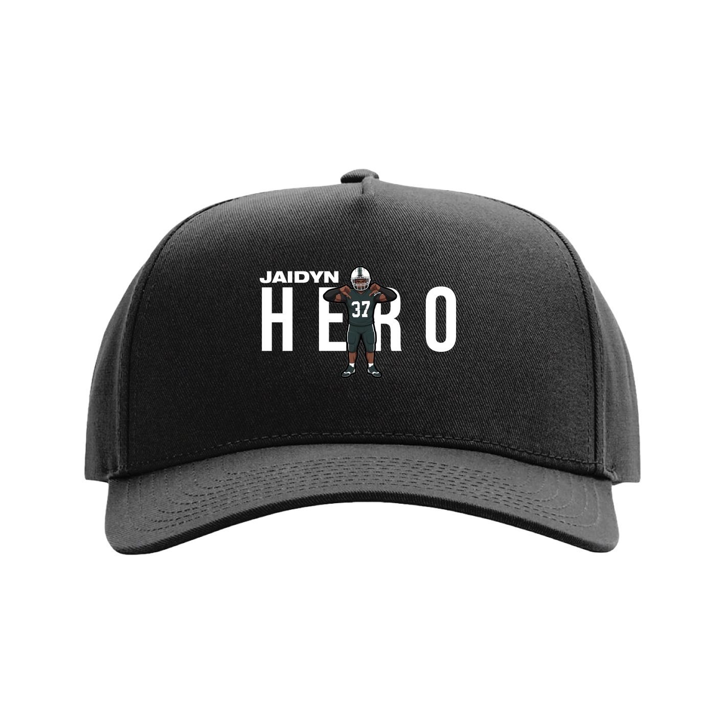 Full Fabric Five-Panel Champ Cap — Player Name in Black