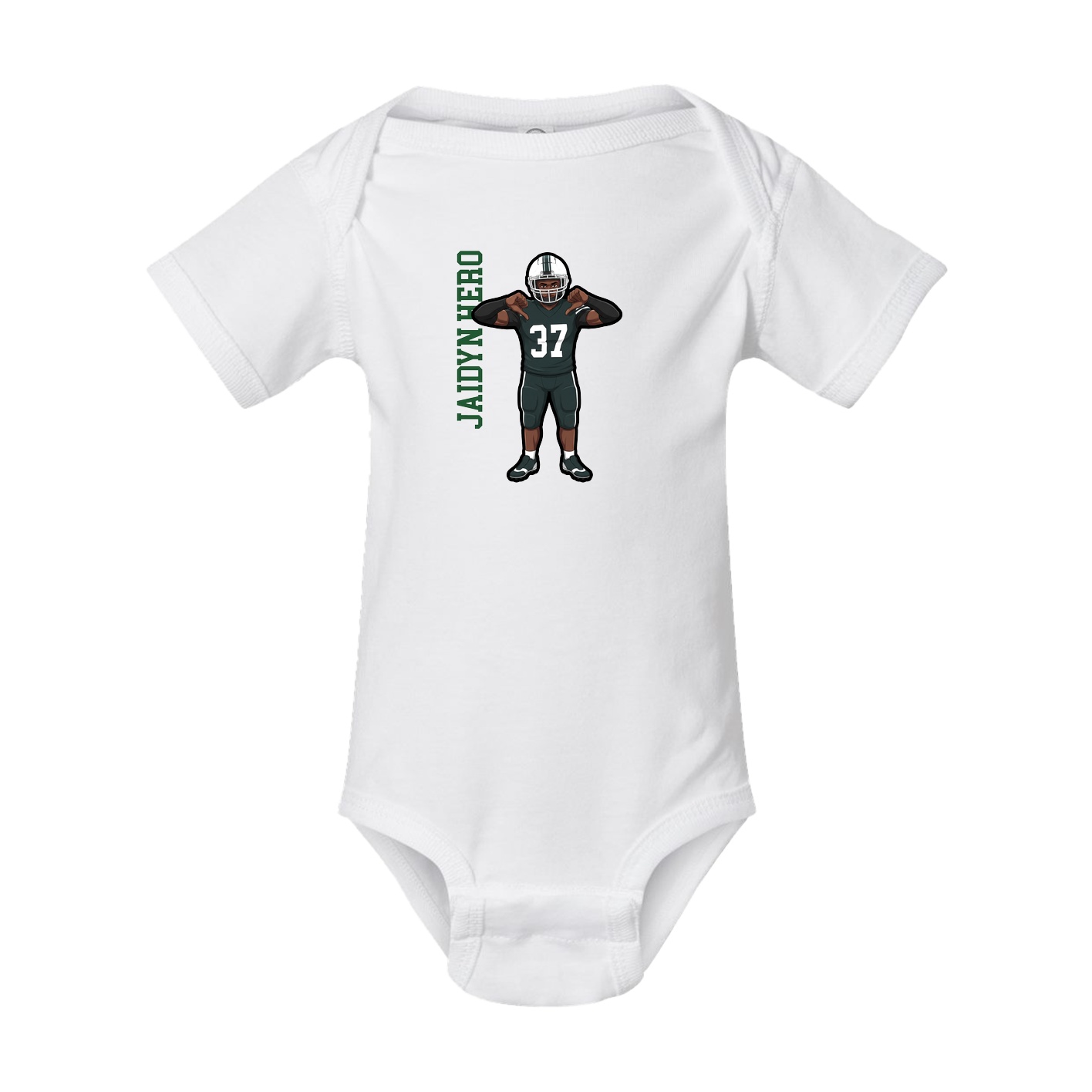 Baby Onesie — Name Vertical in White