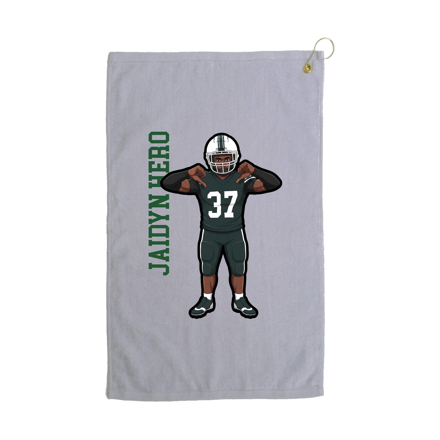 Golf Towel — Name Vertical in Grey
