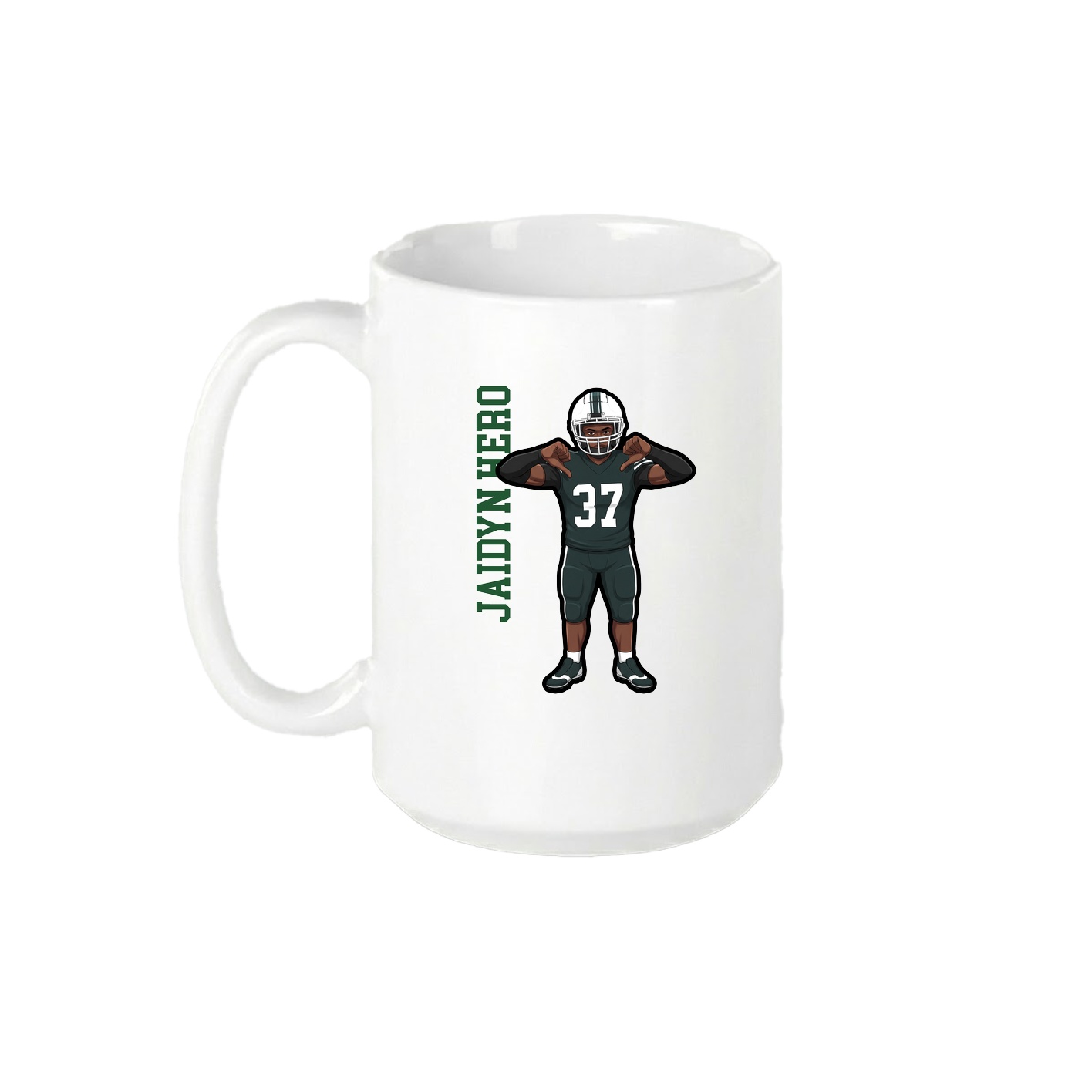 15oz Coffee Mug — Name Vertical in White