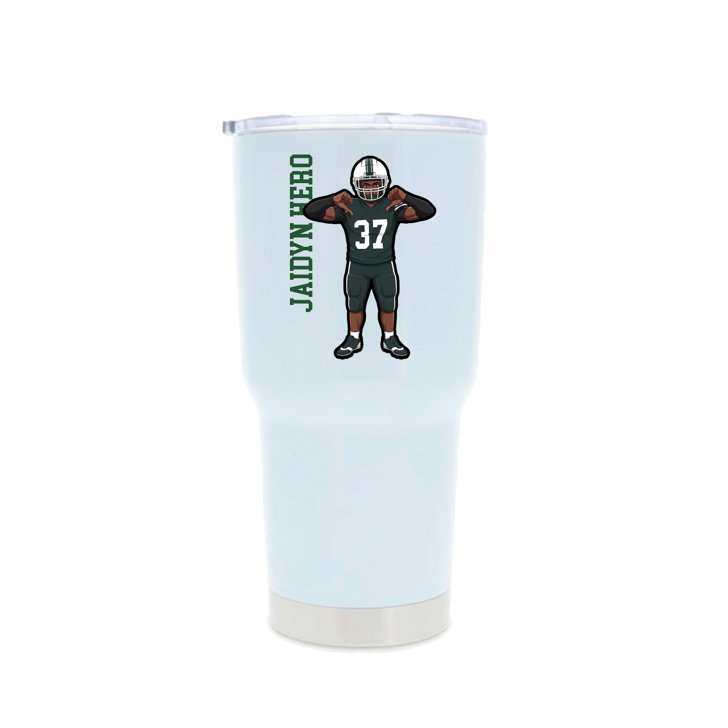 30oz Stainless Steel Tumbler — Name Vertical in White