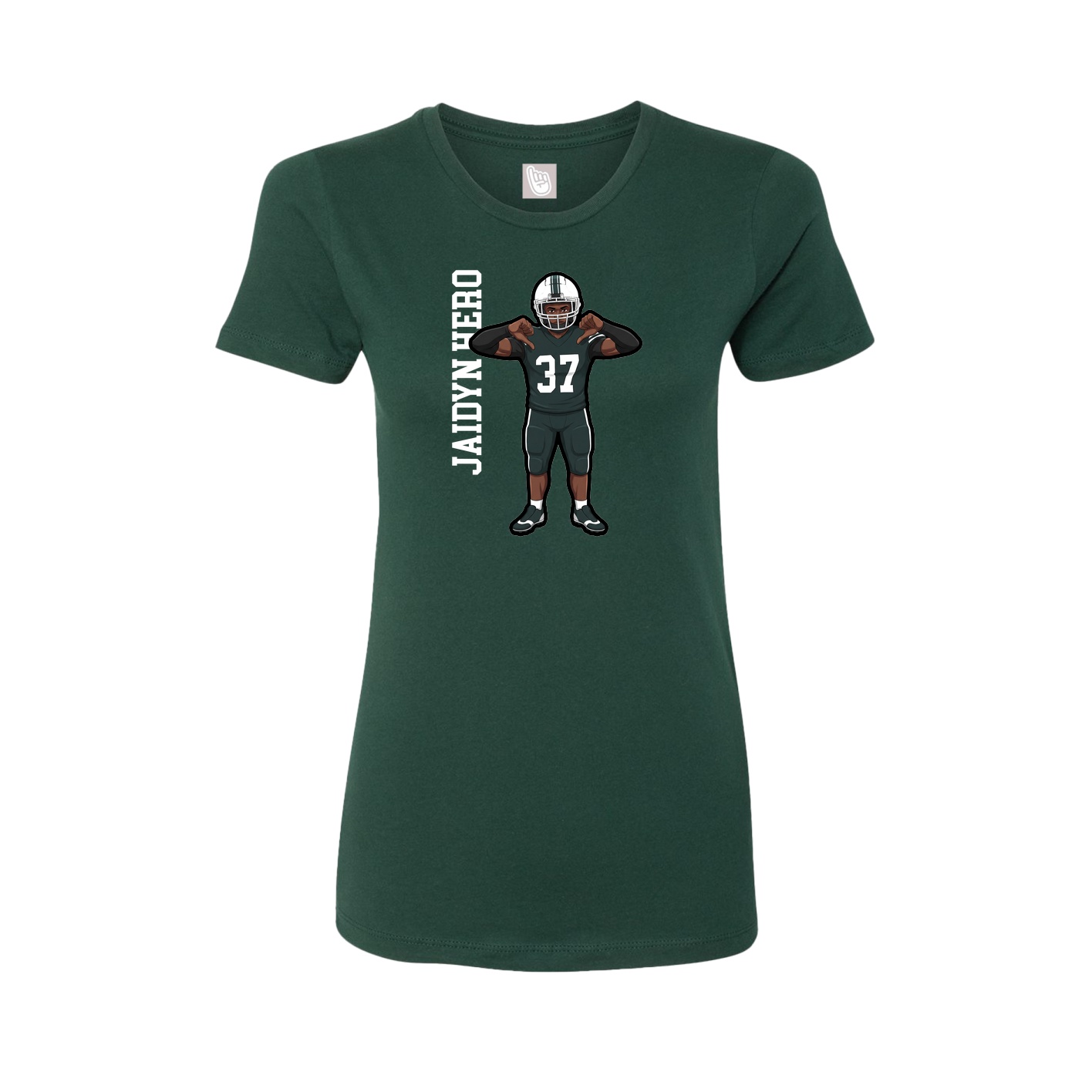 Fitted Women's Tee — Name Vertical in Green