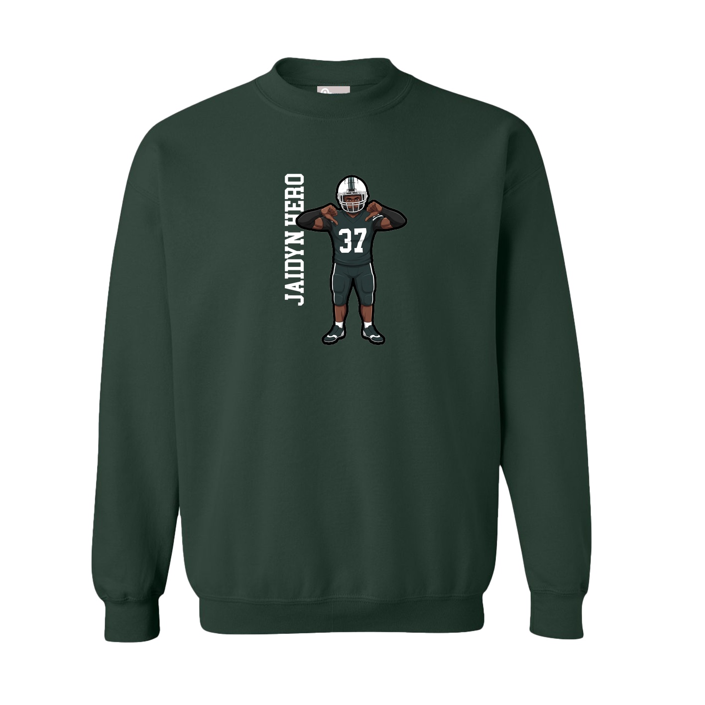 Fleece Crew — Name Vertical in Green