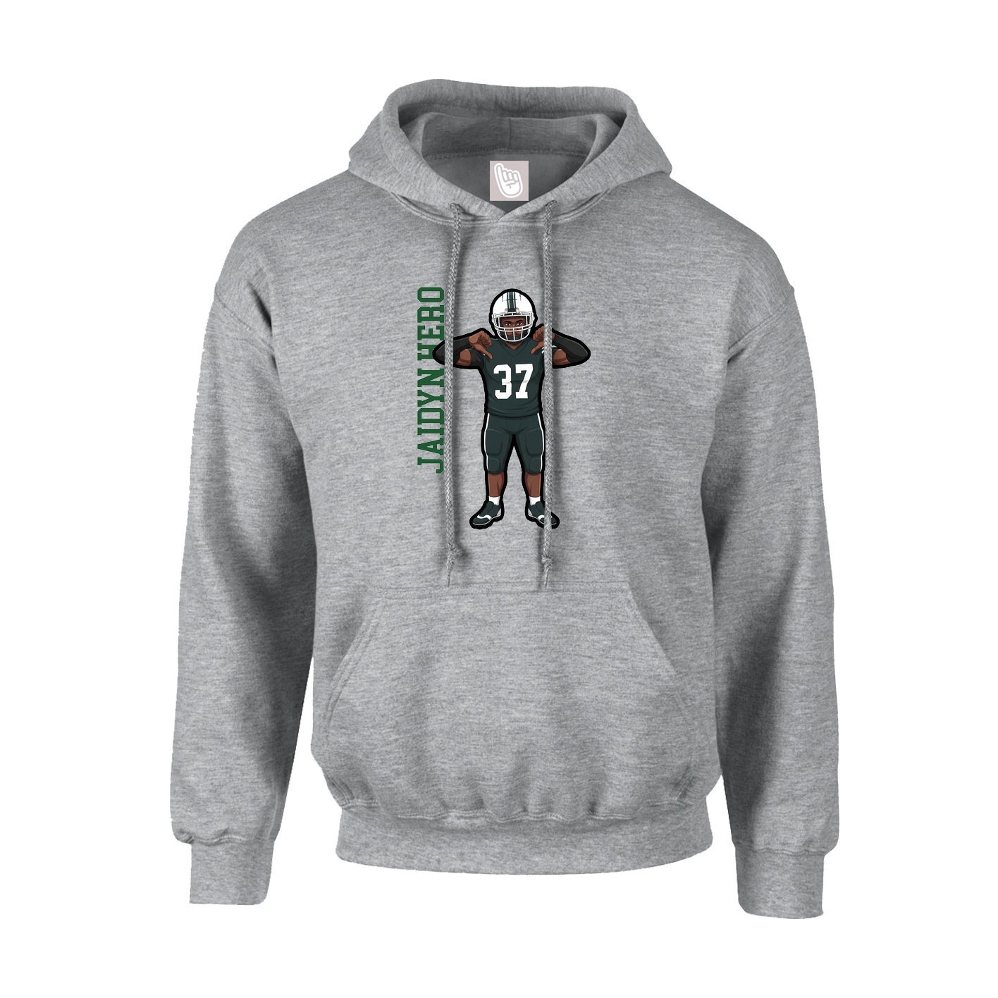 Youth Hoodie — Name Vertical in Grey