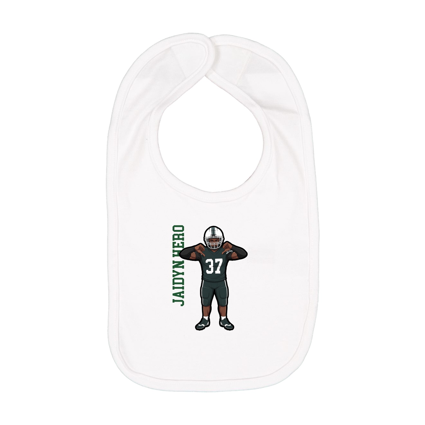 Infant Bib — Name Vertical in White