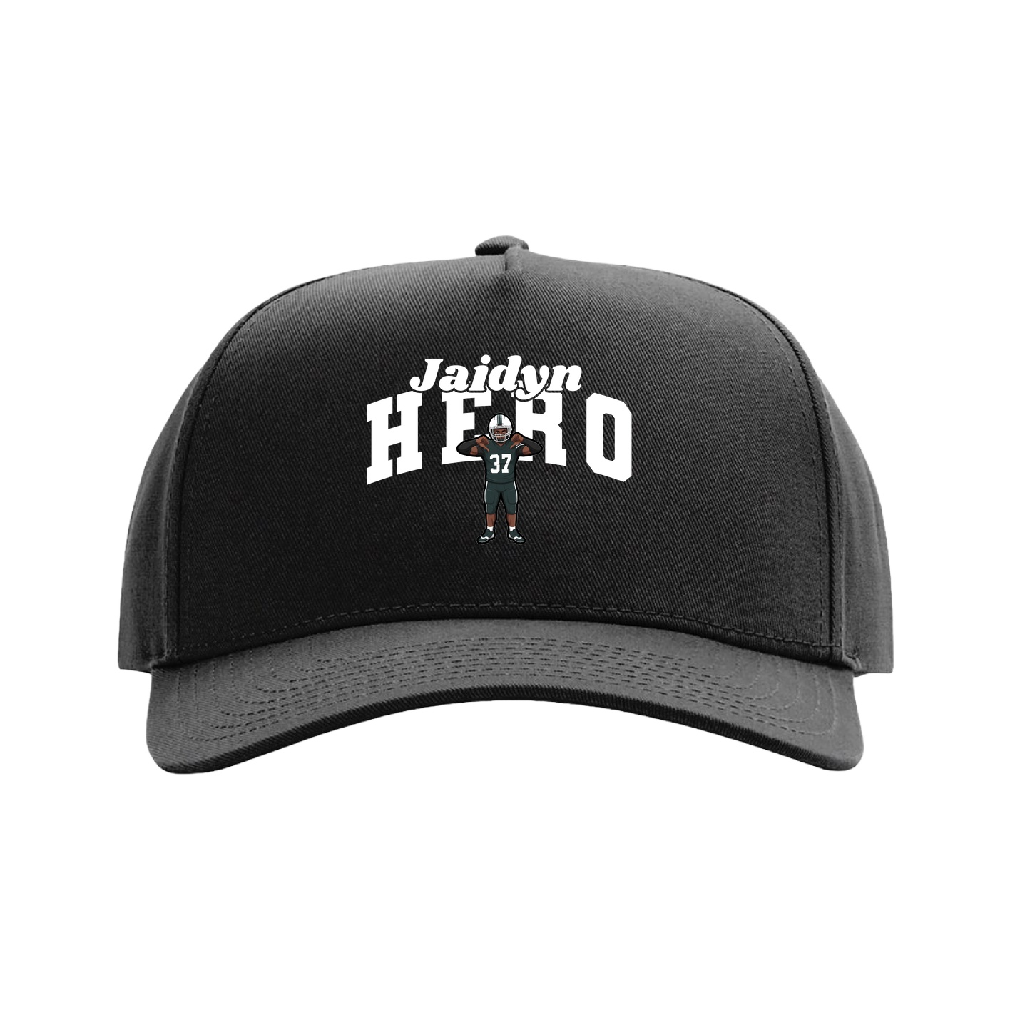 Full Fabric Five-Panel Champ Cap — Signature Arch in Black