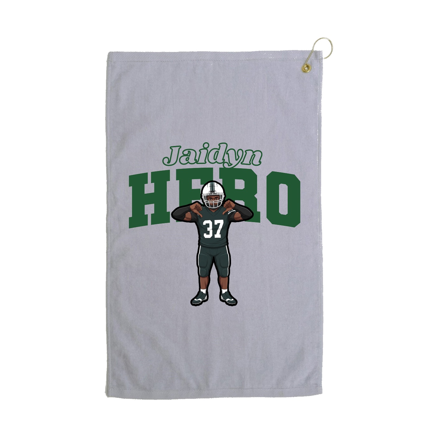 Golf Towel — Name Arch in Grey