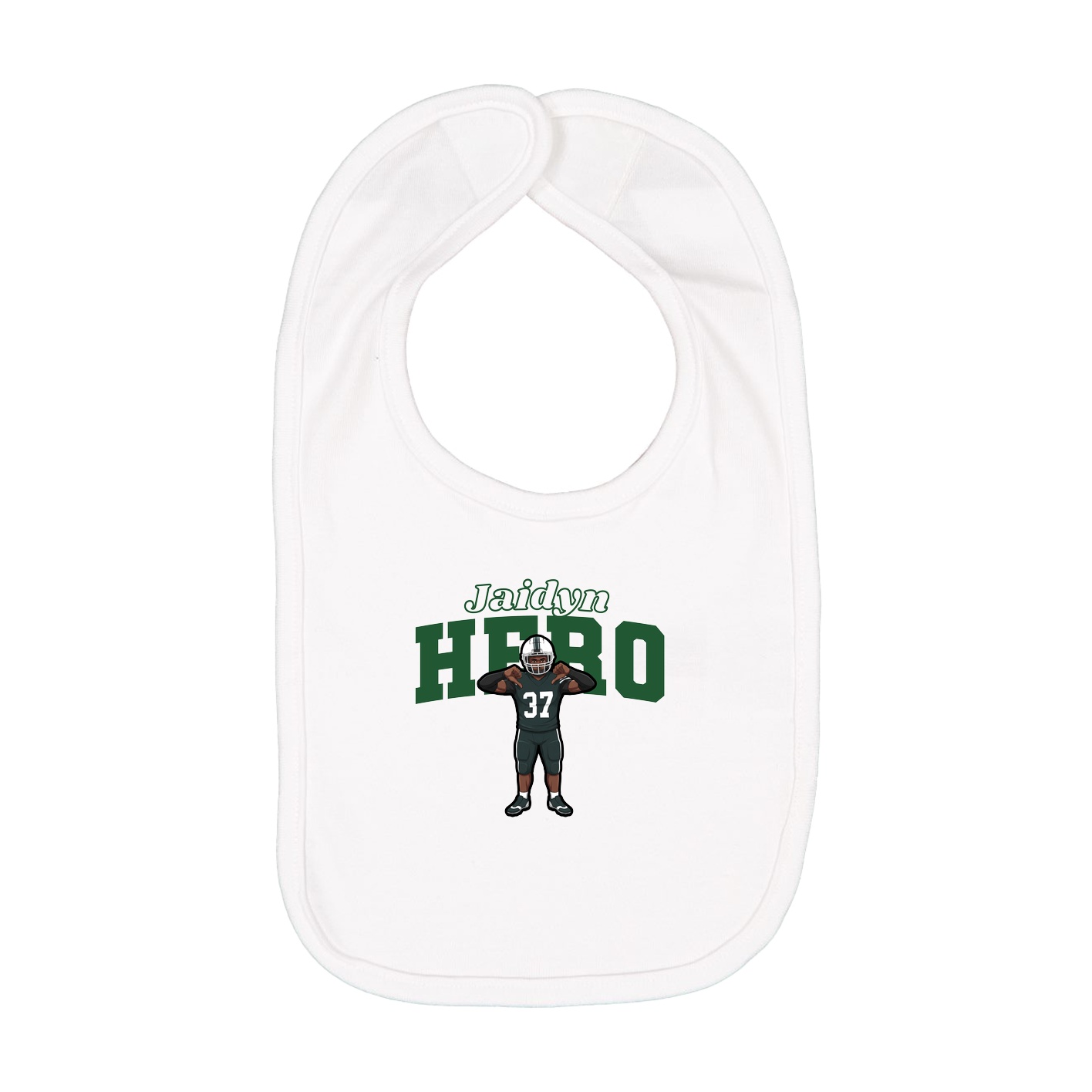 Infant Bib — Name Arch in White