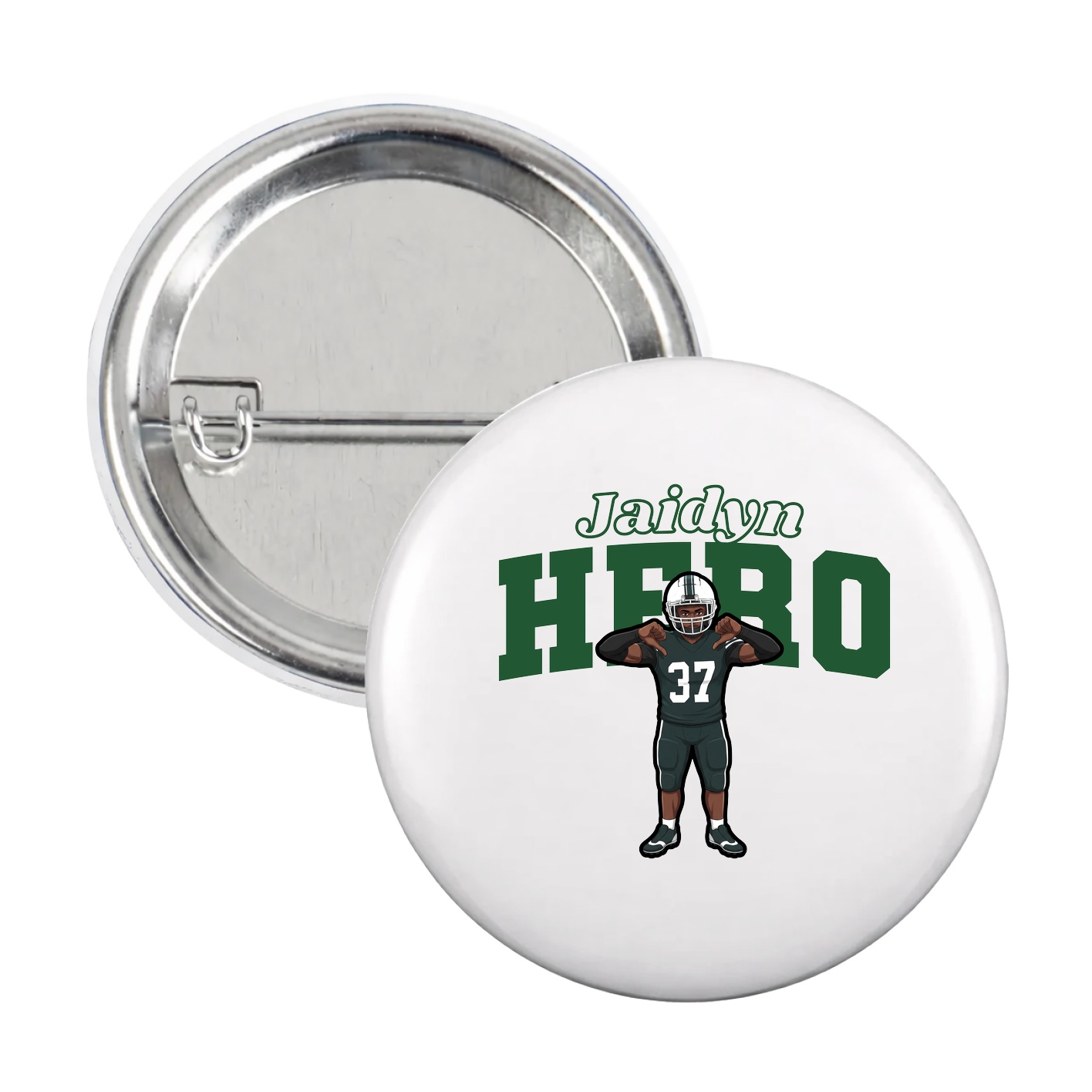 Game Day Button — Name Arch in White