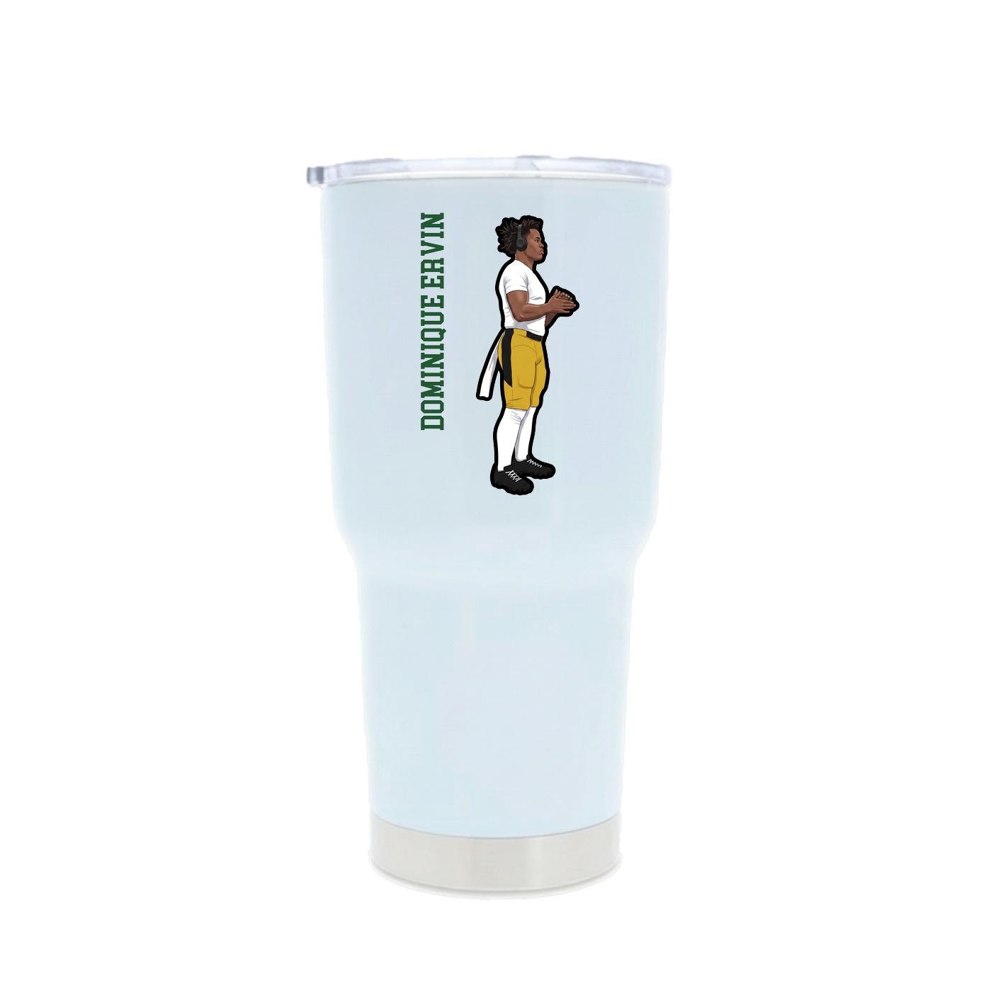 30oz Stainless Steel Tumbler — Name Vertical in White