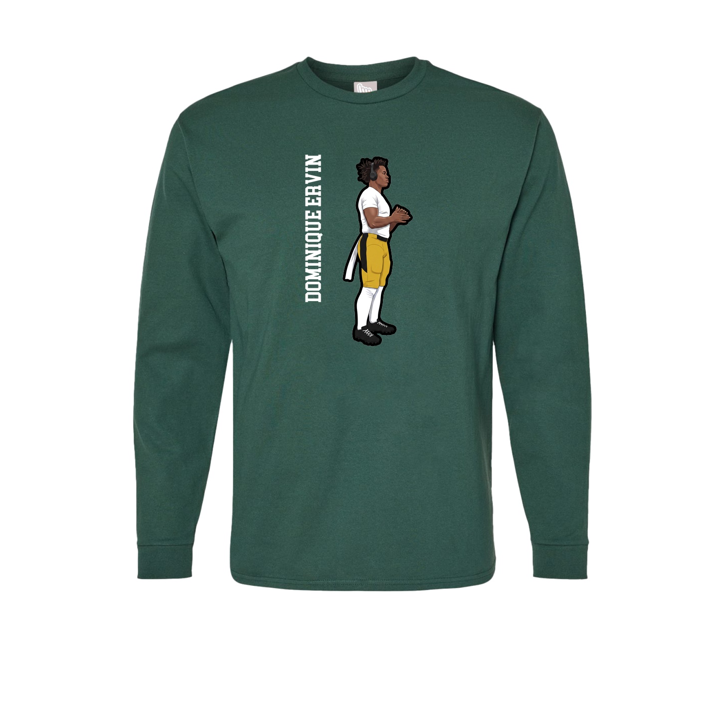 Long Sleeve Tee — Name Vertical in Green