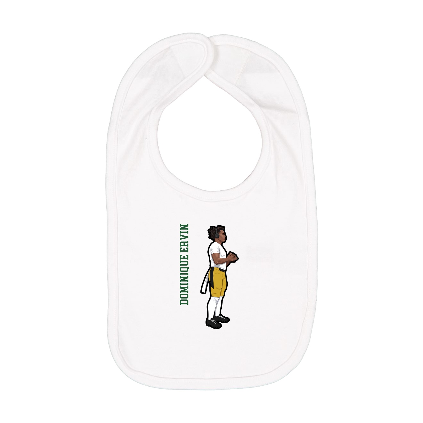 Infant Bib — Name Vertical in White