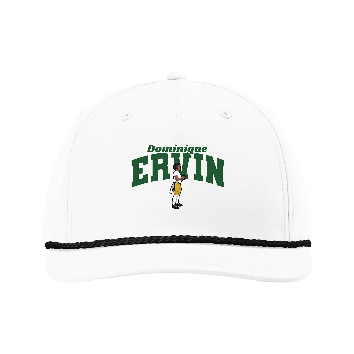 Five-Panel Classic Rope Cap — Signature Arch in White