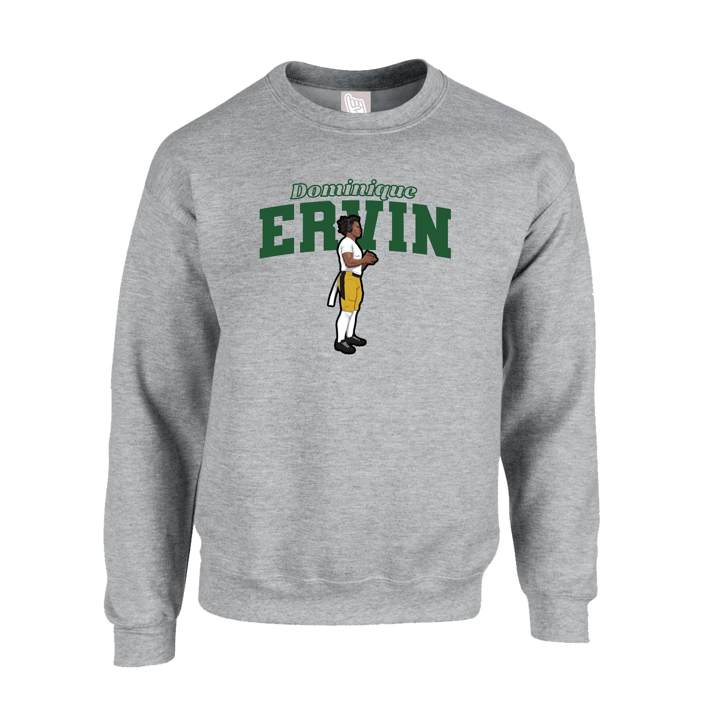 Fleece Crew — Name Arch in Grey