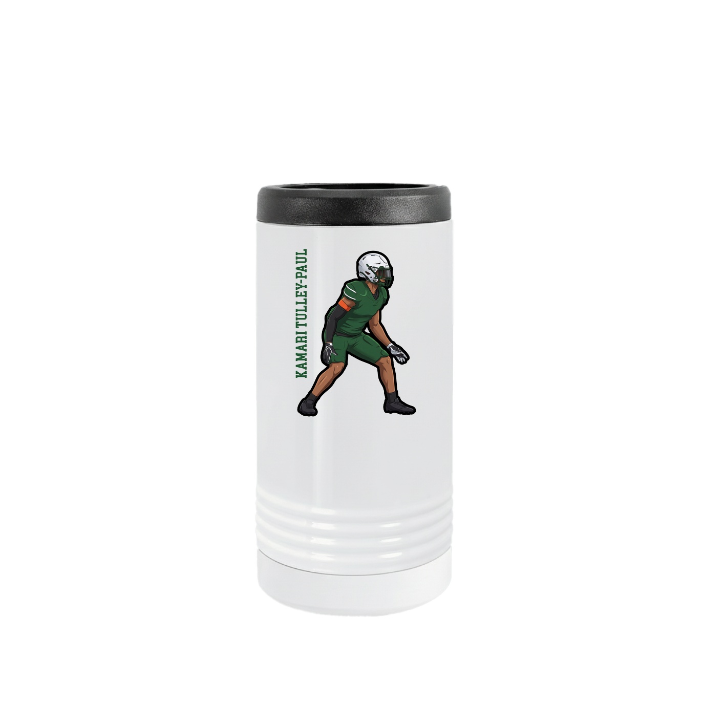 Slim Beverage Holder — Name Vertical in White