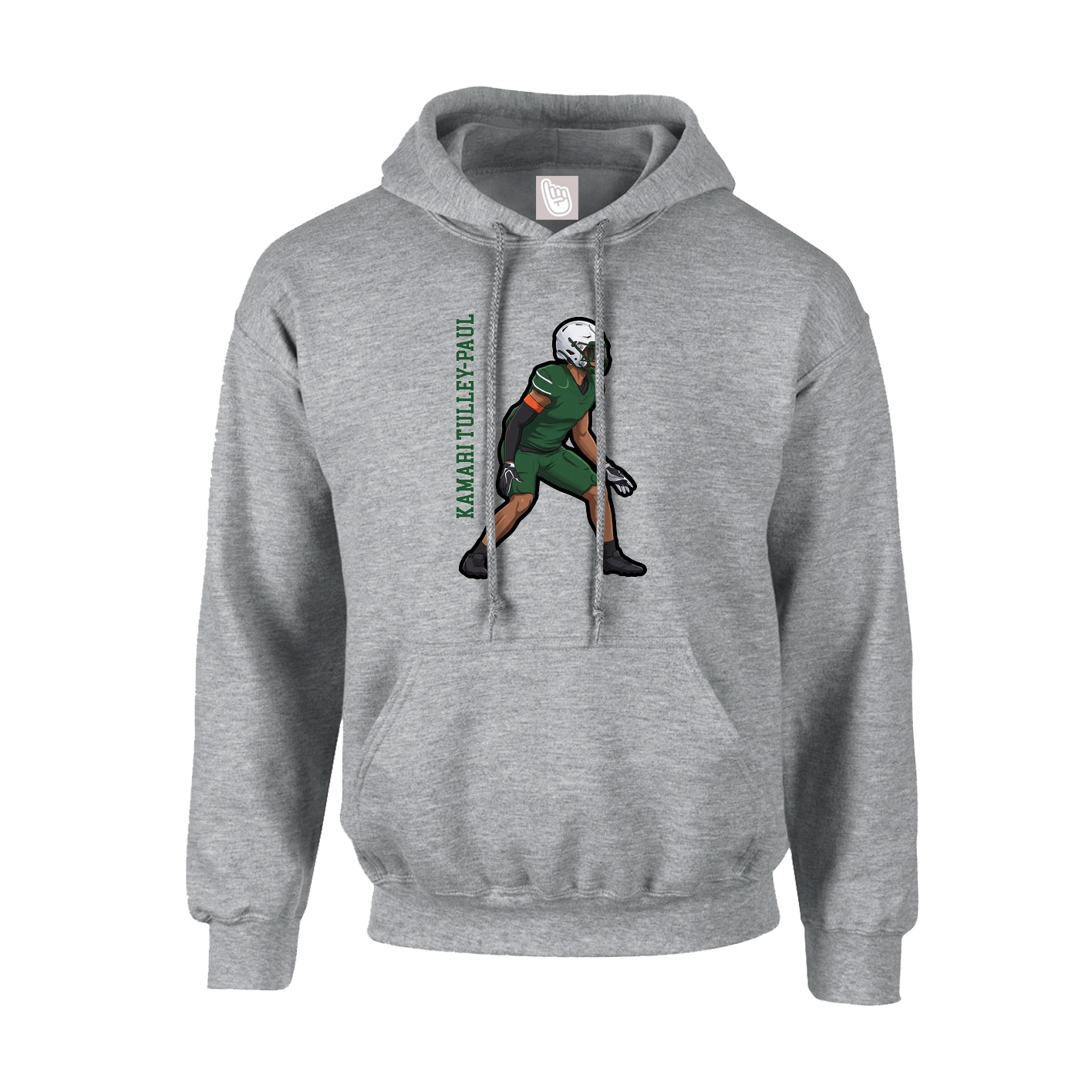 Youth Hoodie — Name Vertical in Grey