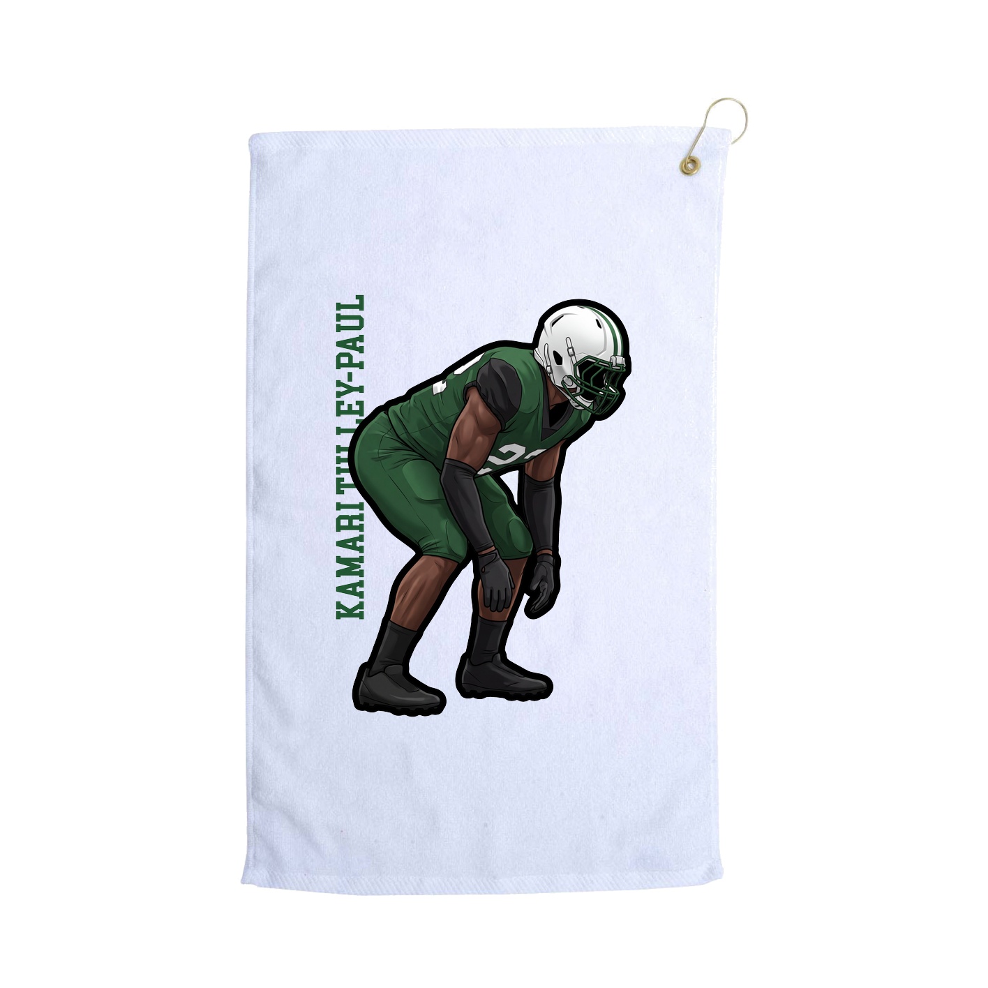 Golf Towel — Name Vertical in White