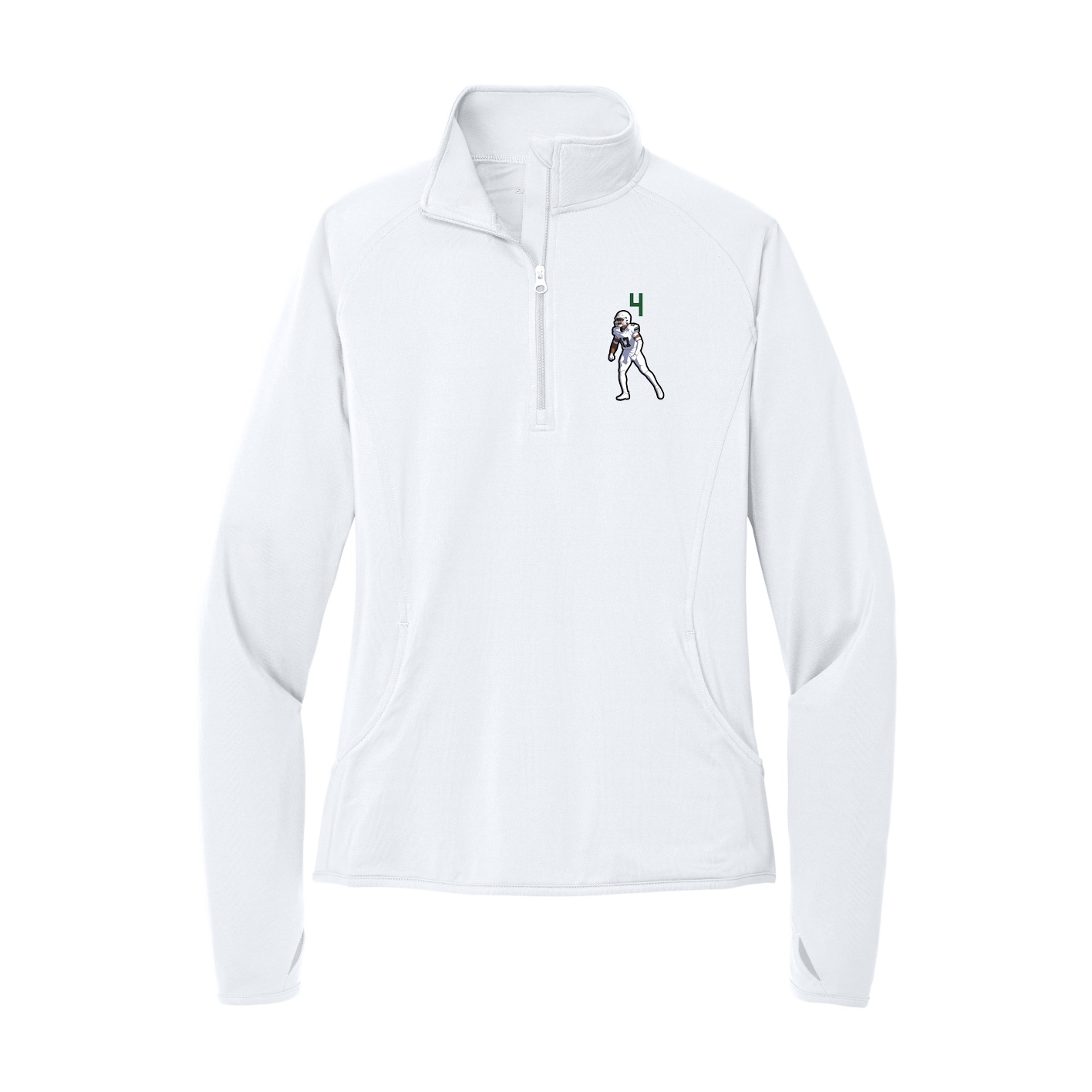 Women's Q-Zip Pullover — Number Top in White