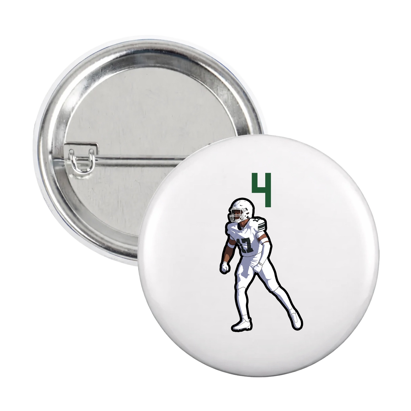 Game Day Button — Number Top in White