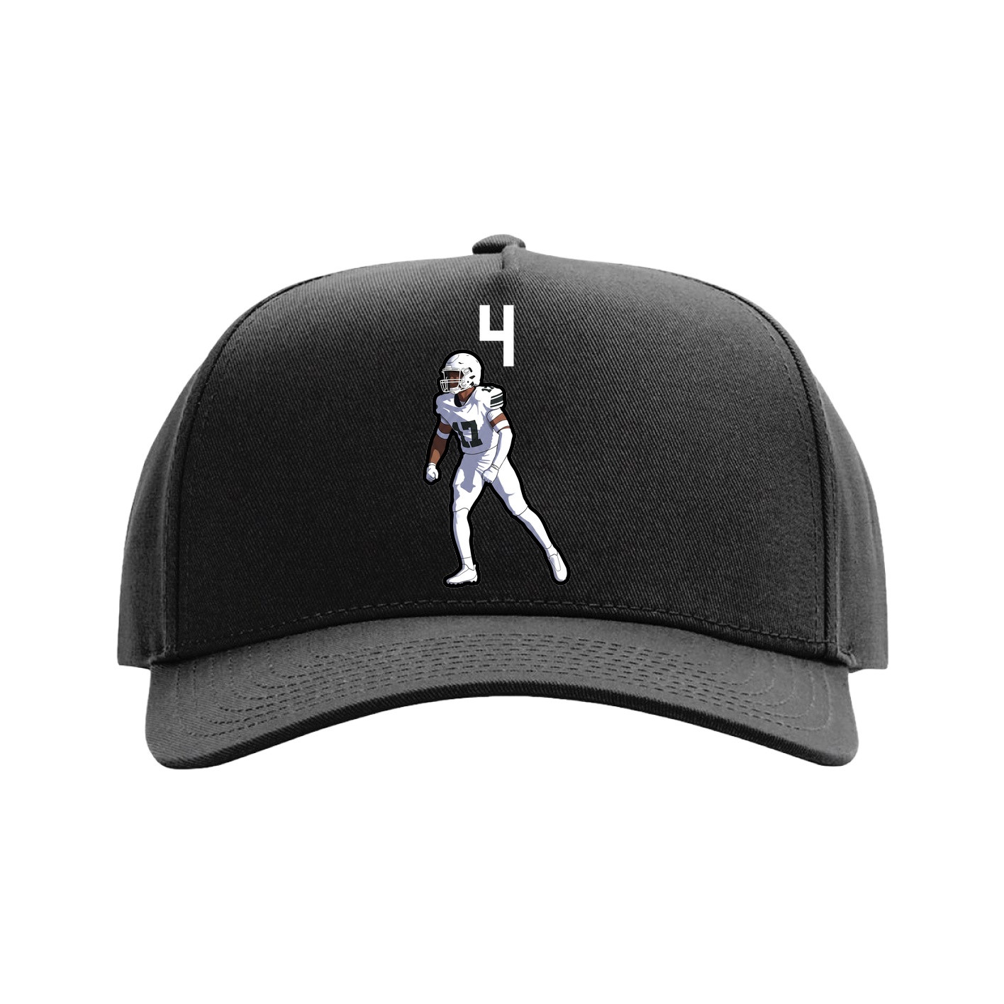 Full Fabric Five-Panel Champ Cap — Number Top in Black