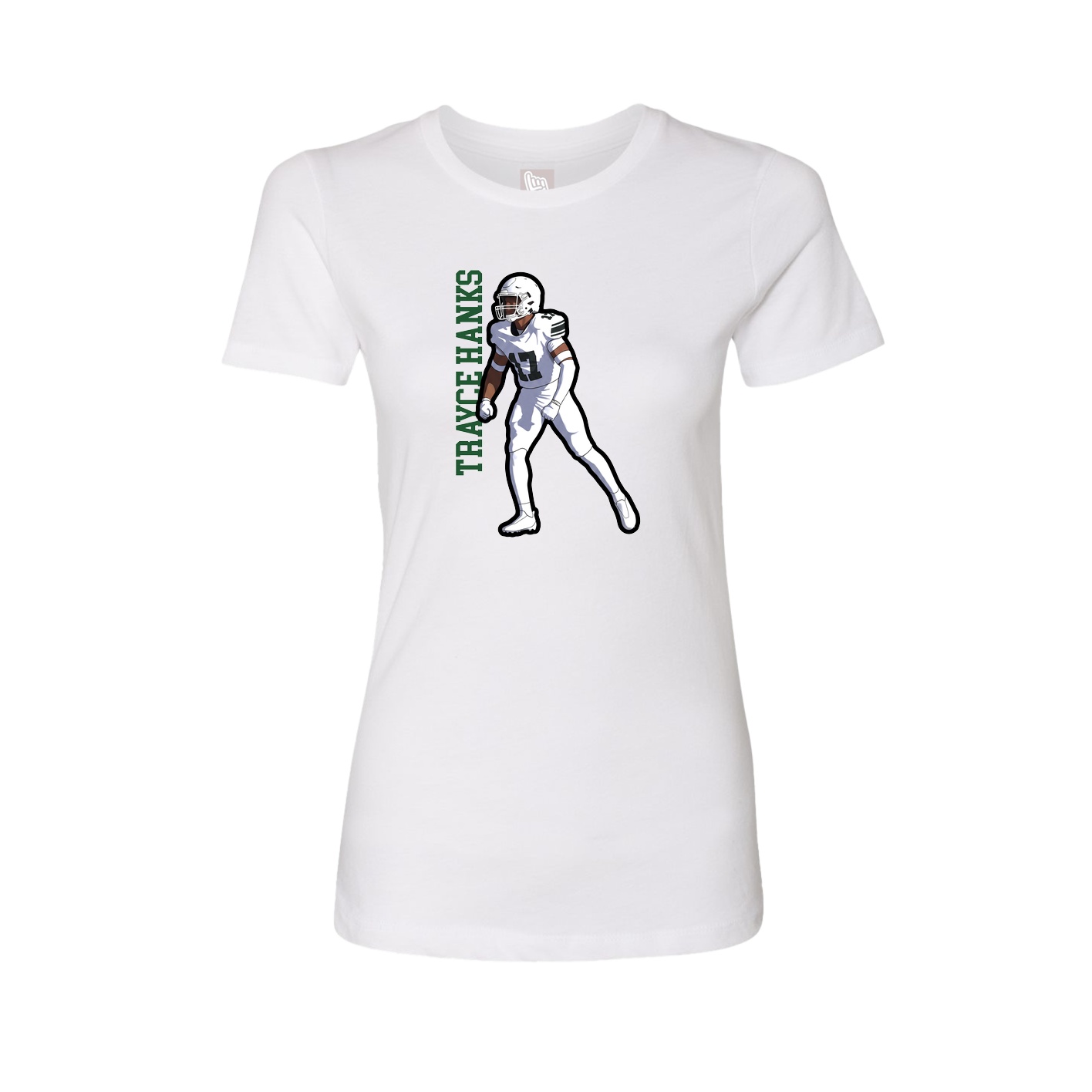 Fitted Women's Tee — Name Vertical in White