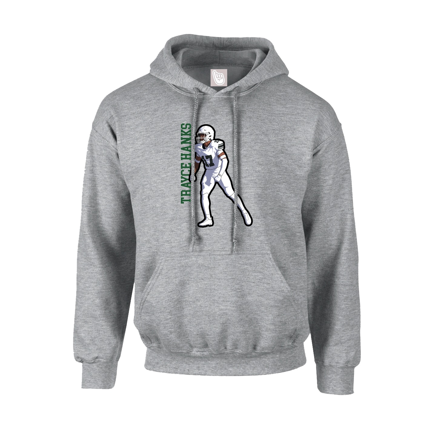 Youth Hoodie — Name Vertical in Grey