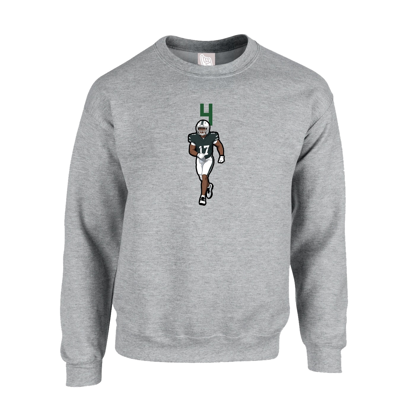 Fleece Crew — Number Top in Grey