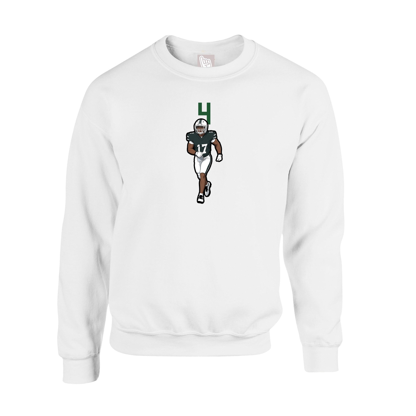 Fleece Crew — Number Top in White