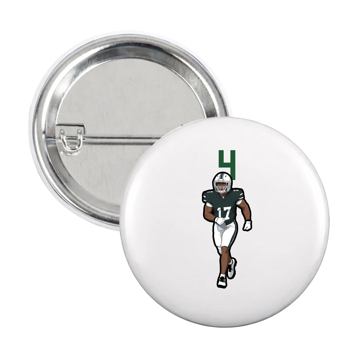 Game Day Button — Number Top in White