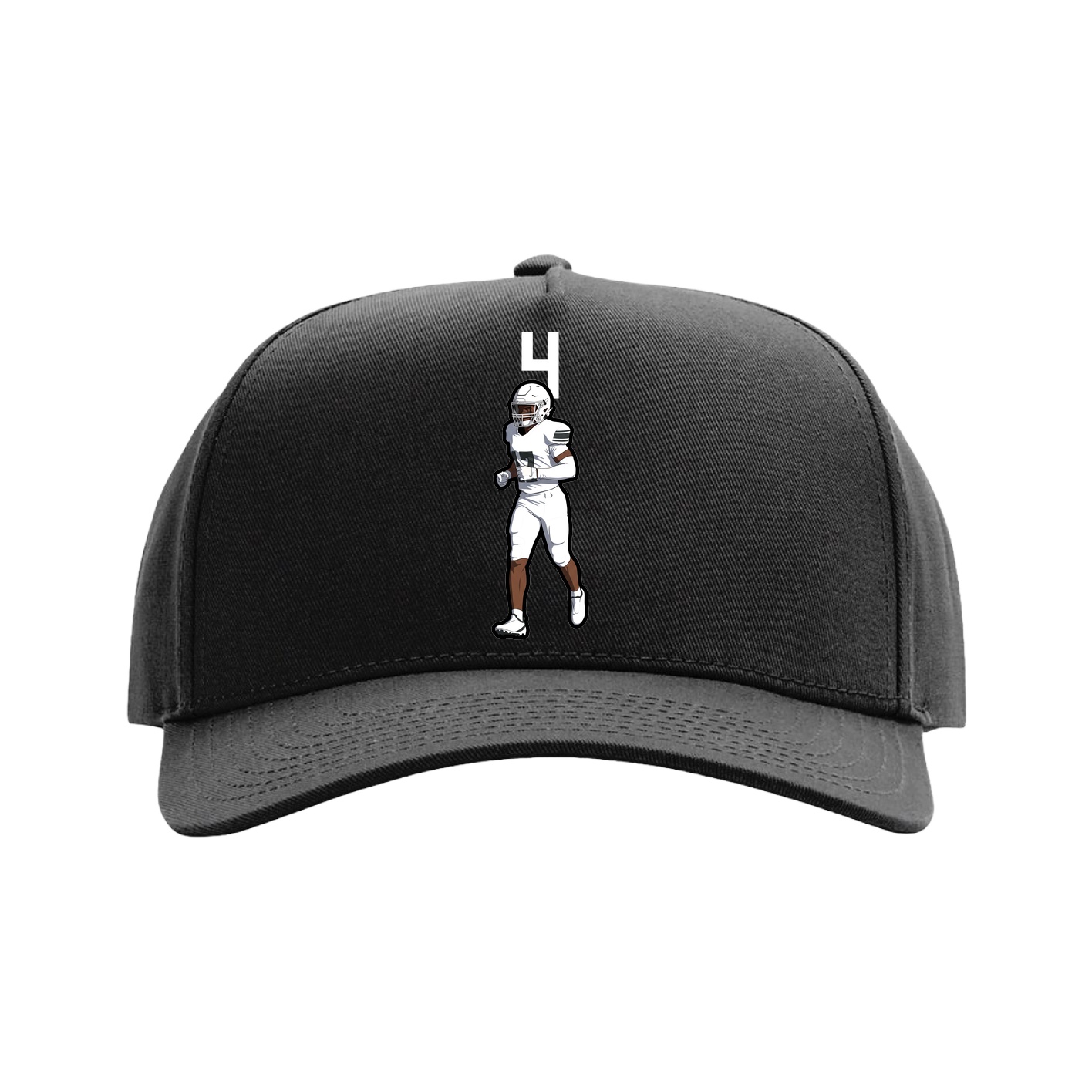 Full Fabric Five-Panel Champ Cap — Number Top in Black