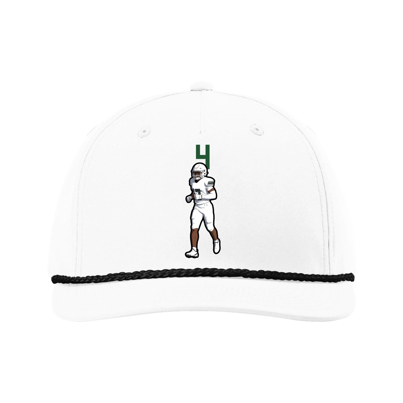 Five-Panel Classic Rope Cap — Number Top in White