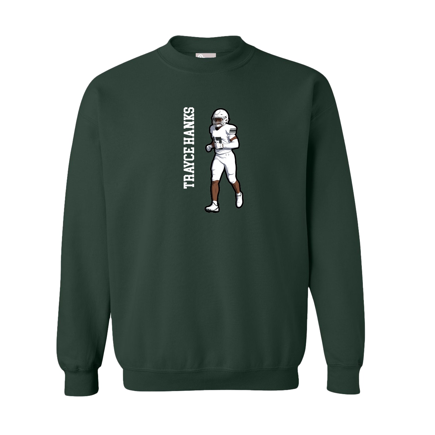 Fleece Crew — Name Vertical in Green