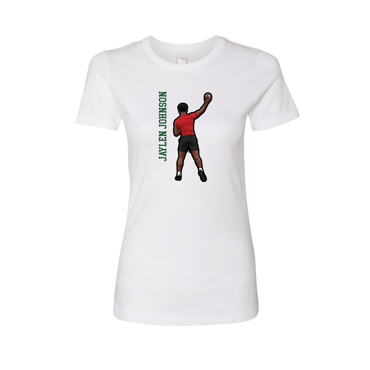 Fitted Women's Tee — Name Vertical in White