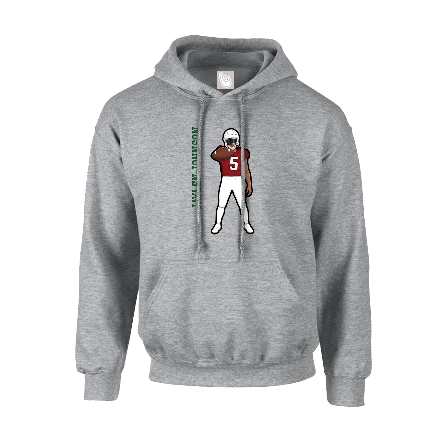 Youth Hoodie — Name Vertical in Grey