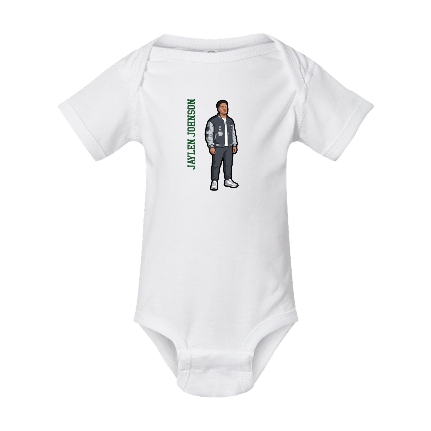 Baby Onesie — Name Vertical in White