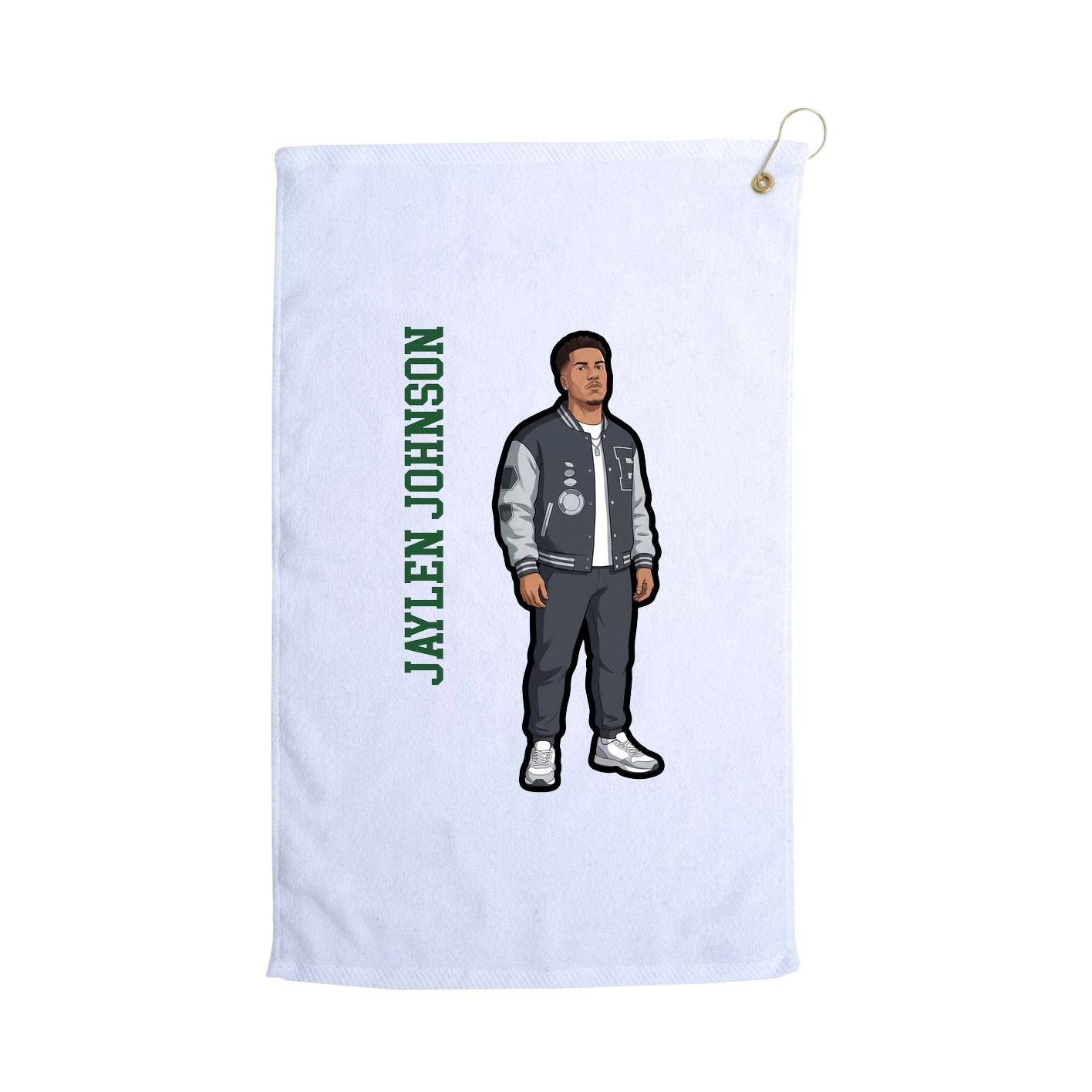 Golf Towel — Name Vertical in White