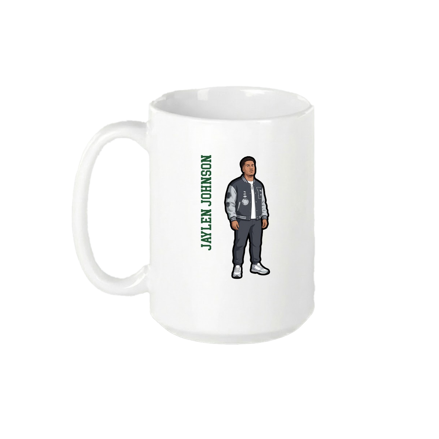 15oz Coffee Mug — Name Vertical in White