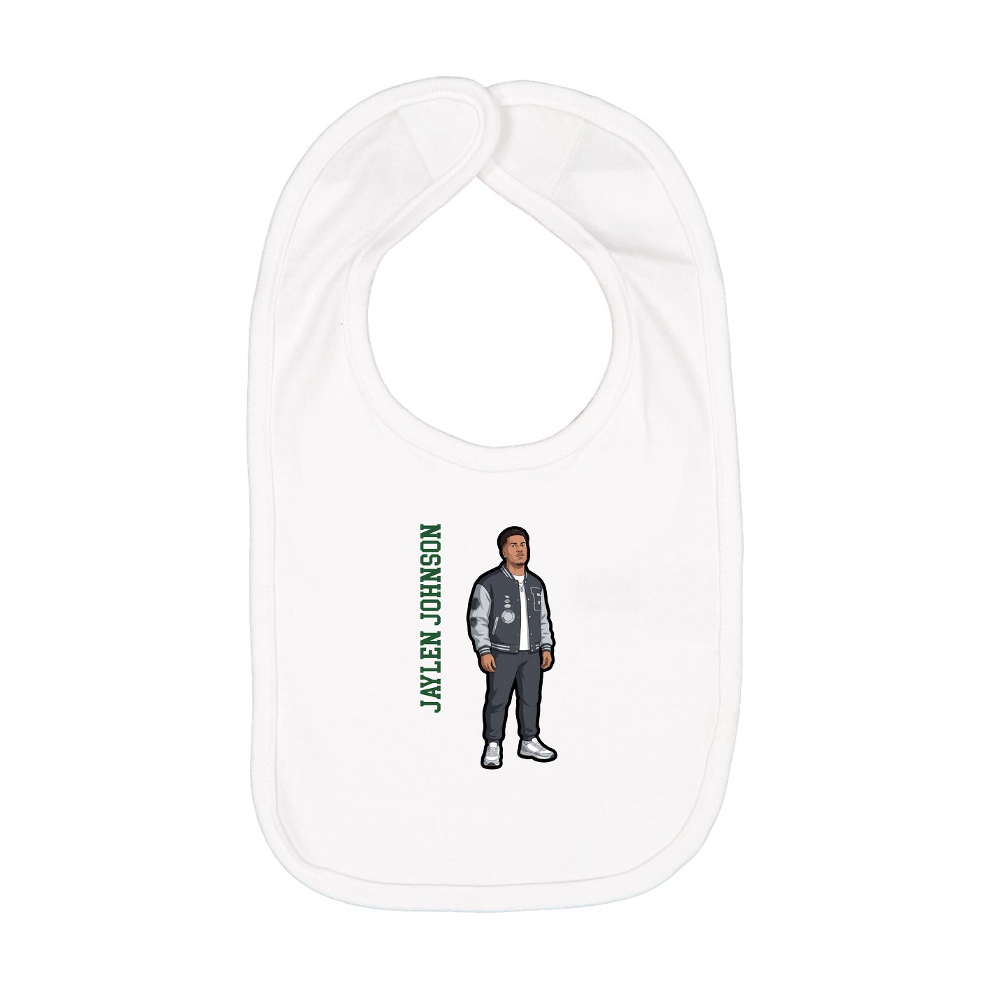 Infant Bib — Name Vertical in White