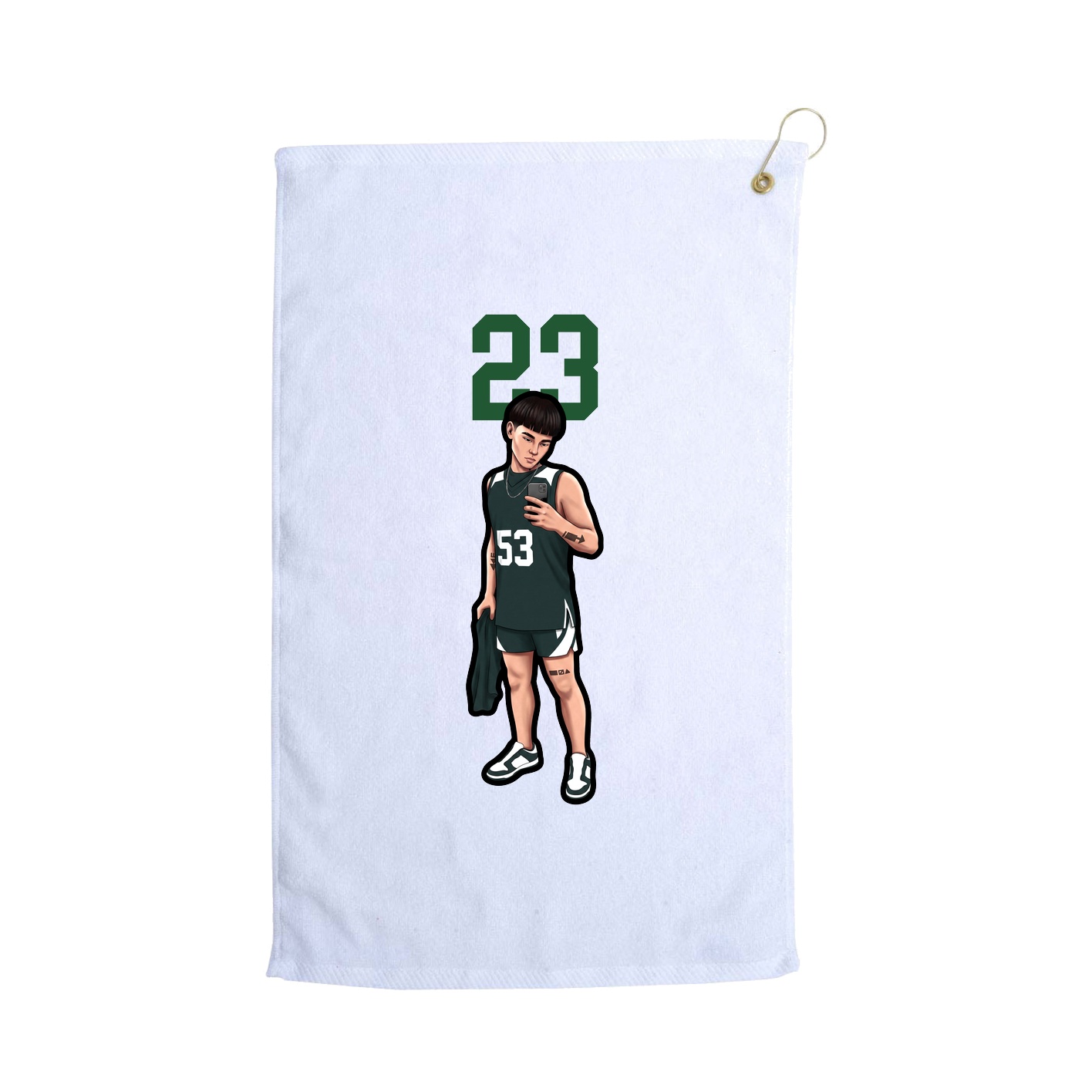 Golf Towel — Number Top in White