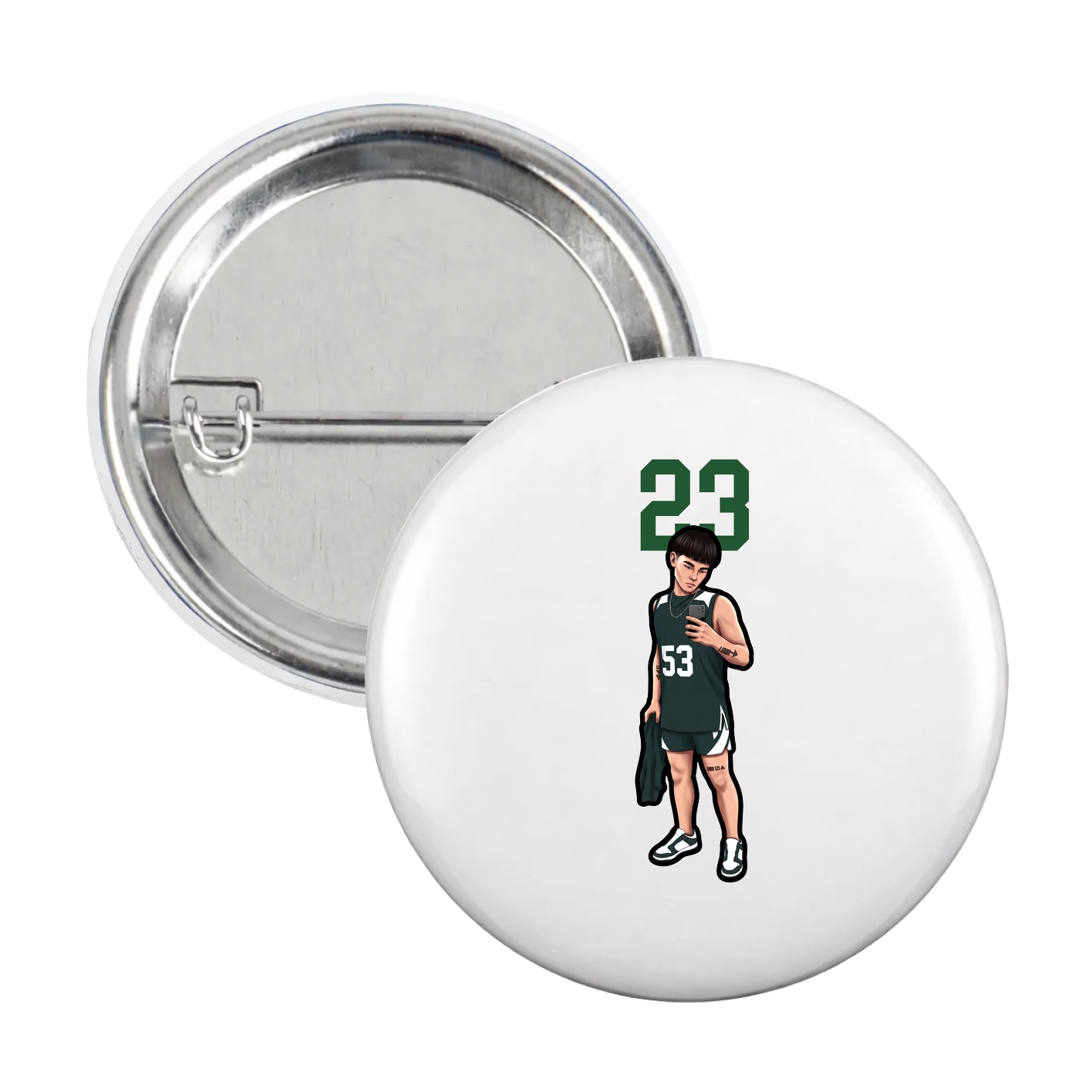 Game Day Button — Number Top in White