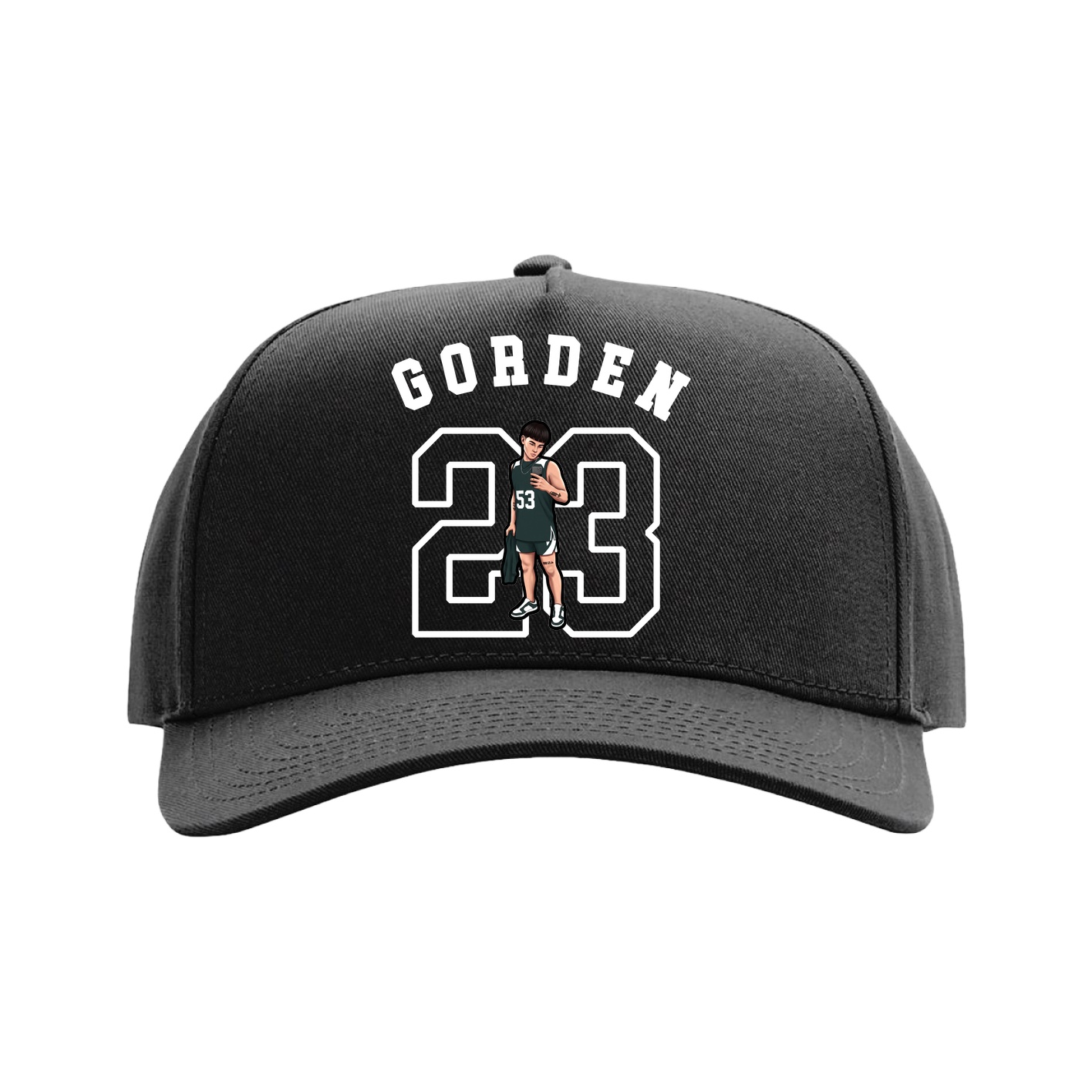Full Fabric Five-Panel Champ Cap — Shirsey Arch in Black