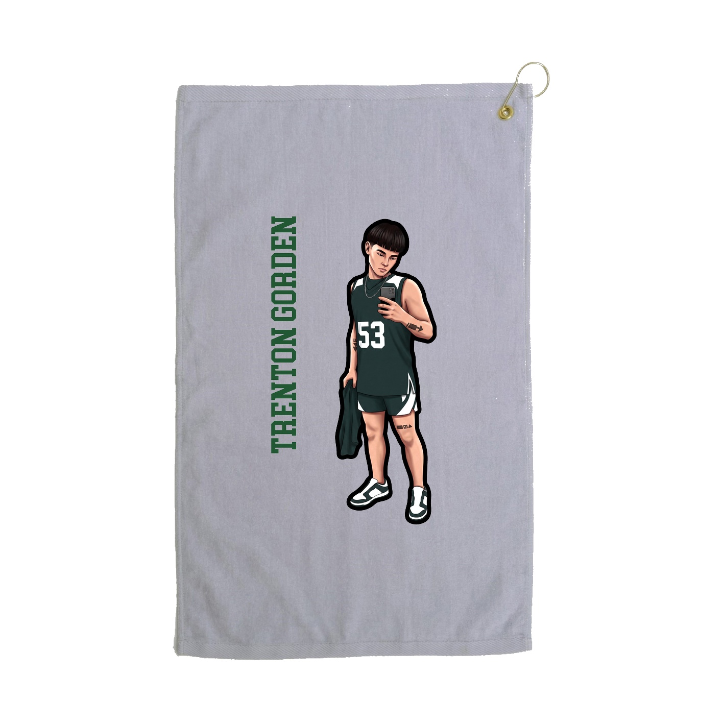 Golf Towel — Name Vertical in Grey