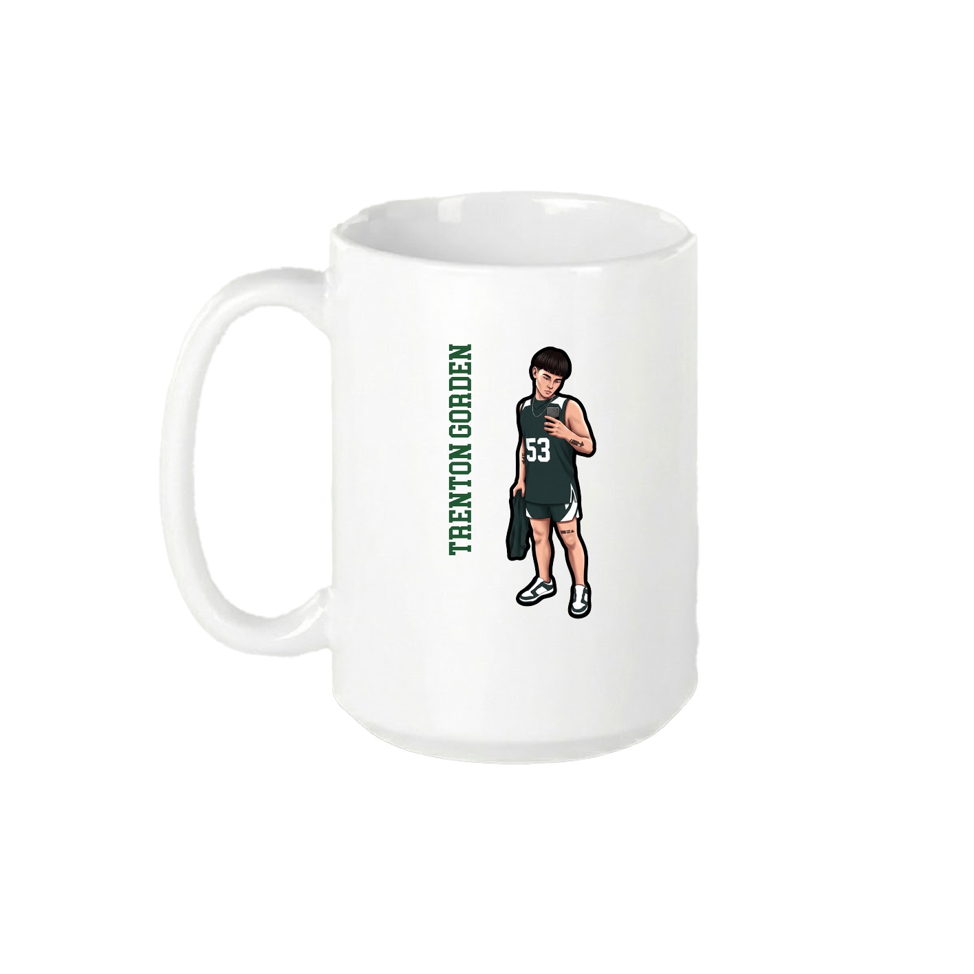 15oz Coffee Mug — Name Vertical in White