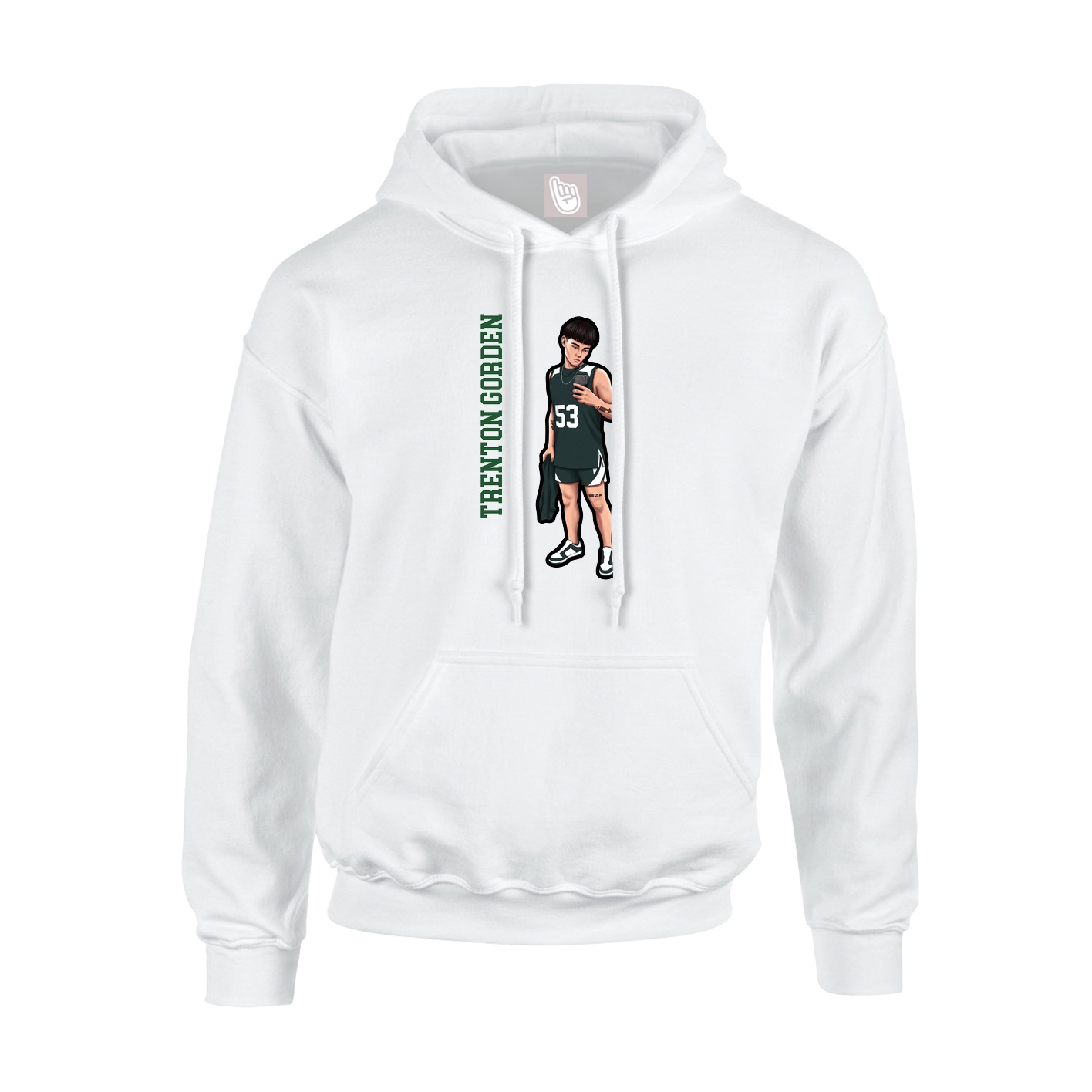 Youth Hoodie — Name Vertical in White