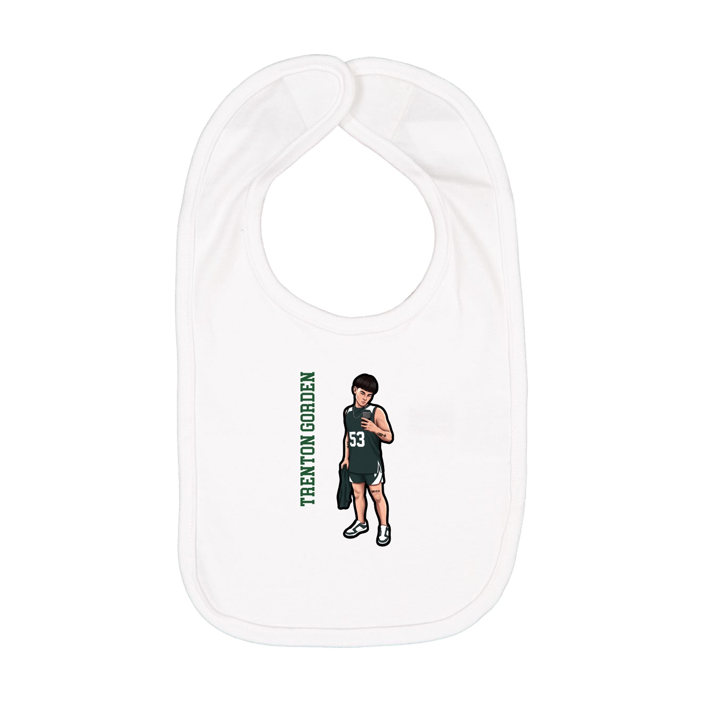 Infant Bib — Name Vertical in White