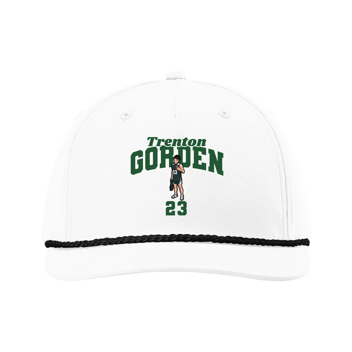 Five-Panel Classic Rope Cap — Signature Arch in White